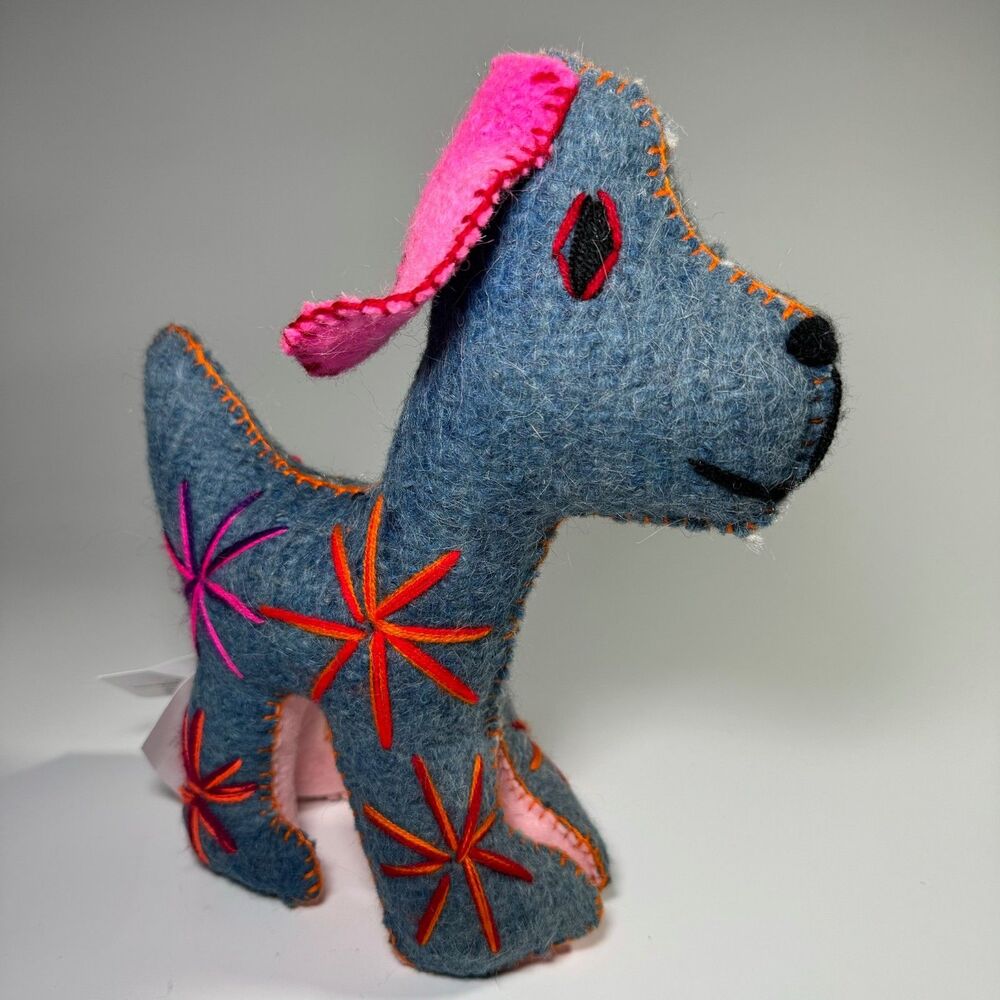 Abrazo Style Dog Animal Plush Colorful Chiapas Highlands Mexican Folk Art 9" NWT